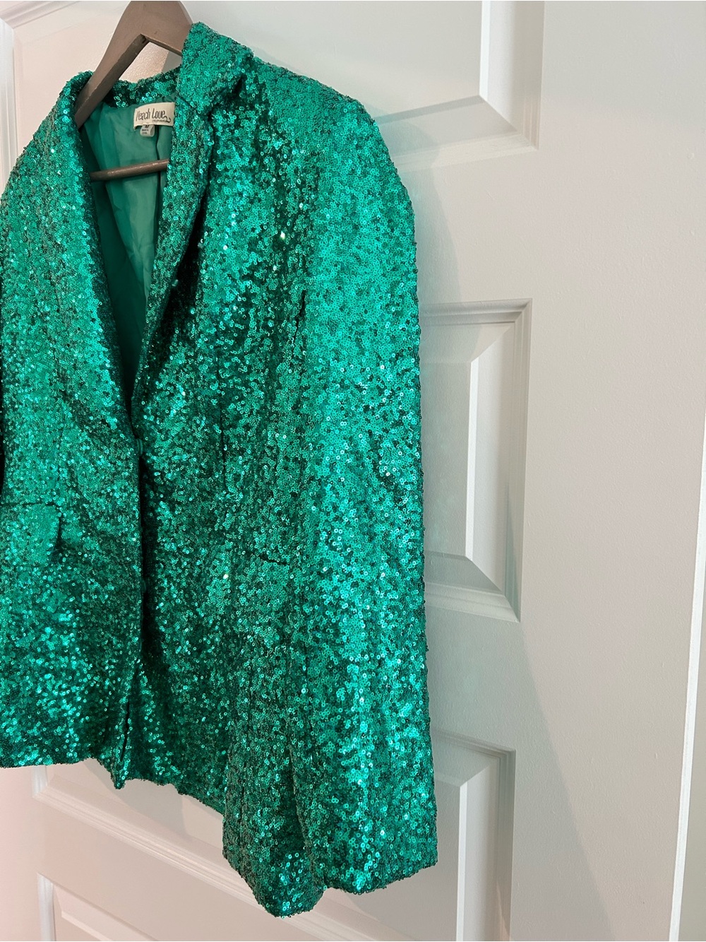 Peach Love Emerald Sequin Blazer Size M - Picture 6 of 13